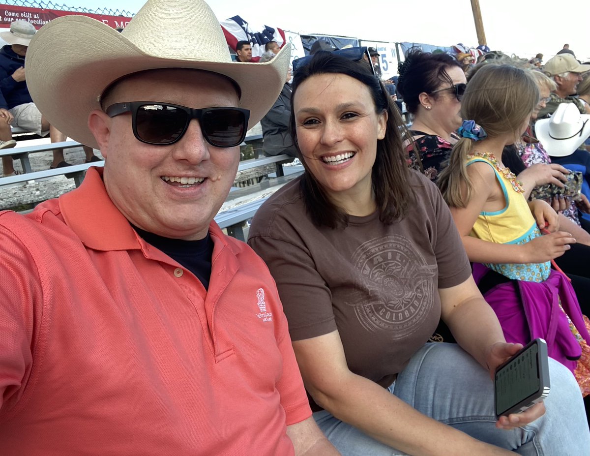 REMSA_Adam's tweet photo. It’s a beautiful evening at the @renorodeo! The 🌧 cooled it down, the ☀️ is out with a light cool breeze and BONUS it’s @NevadaWolfPack night! #RideEm #Born2Buck #BattleBorn @HNHeinz21 https://t.co/OakJQuX37A
