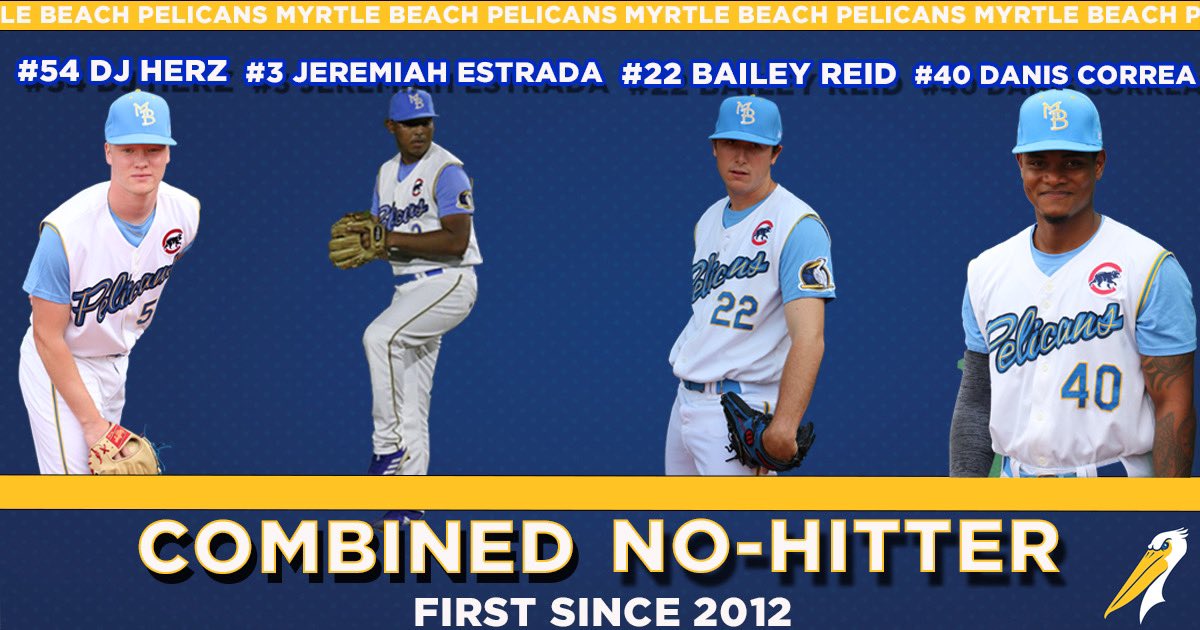 What a performance from these four.

16 combined strikeouts. 

Pelicans throw their first no-hitter since 2012. #MBPelicans