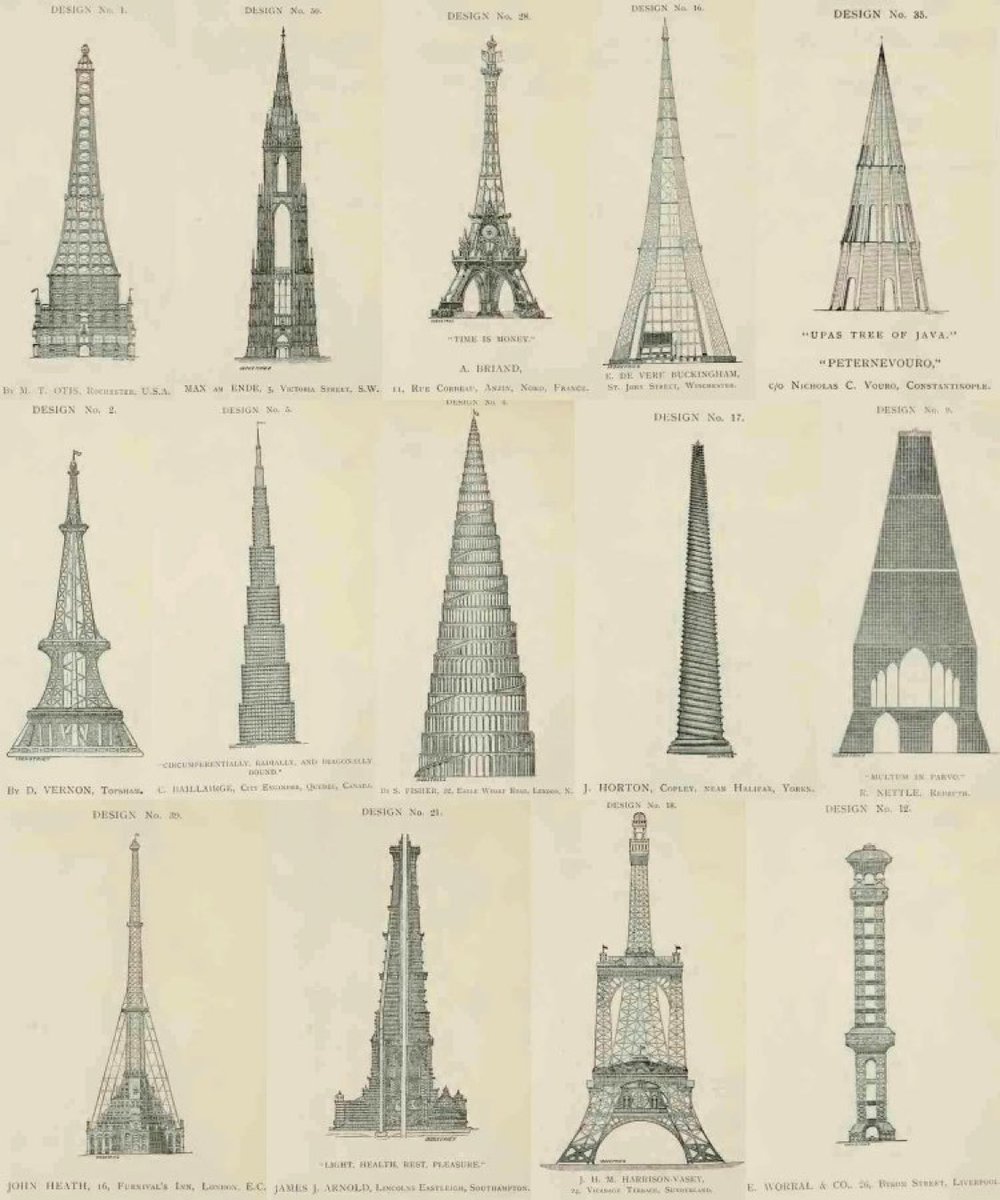 14 rejected designs of the Eiffel Tower