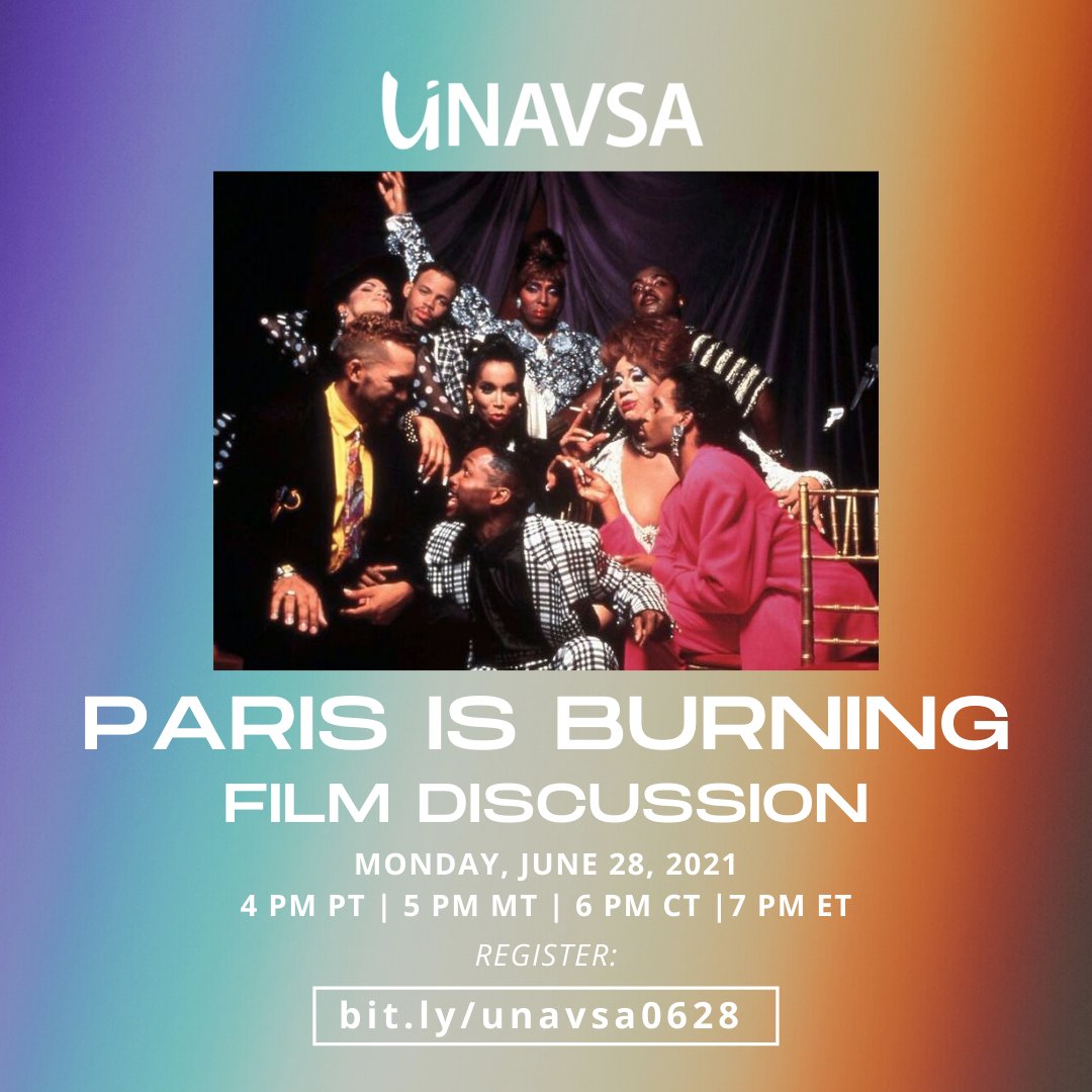 Join us for a live discussion on Paris is Burning (1990), an influential film highlighting NYC’s ballroom culture, organized by Black and Latinx LGBTQIA+ community members. Register at bit.ly/unavsa0628 June 28 at 4pm PT!
