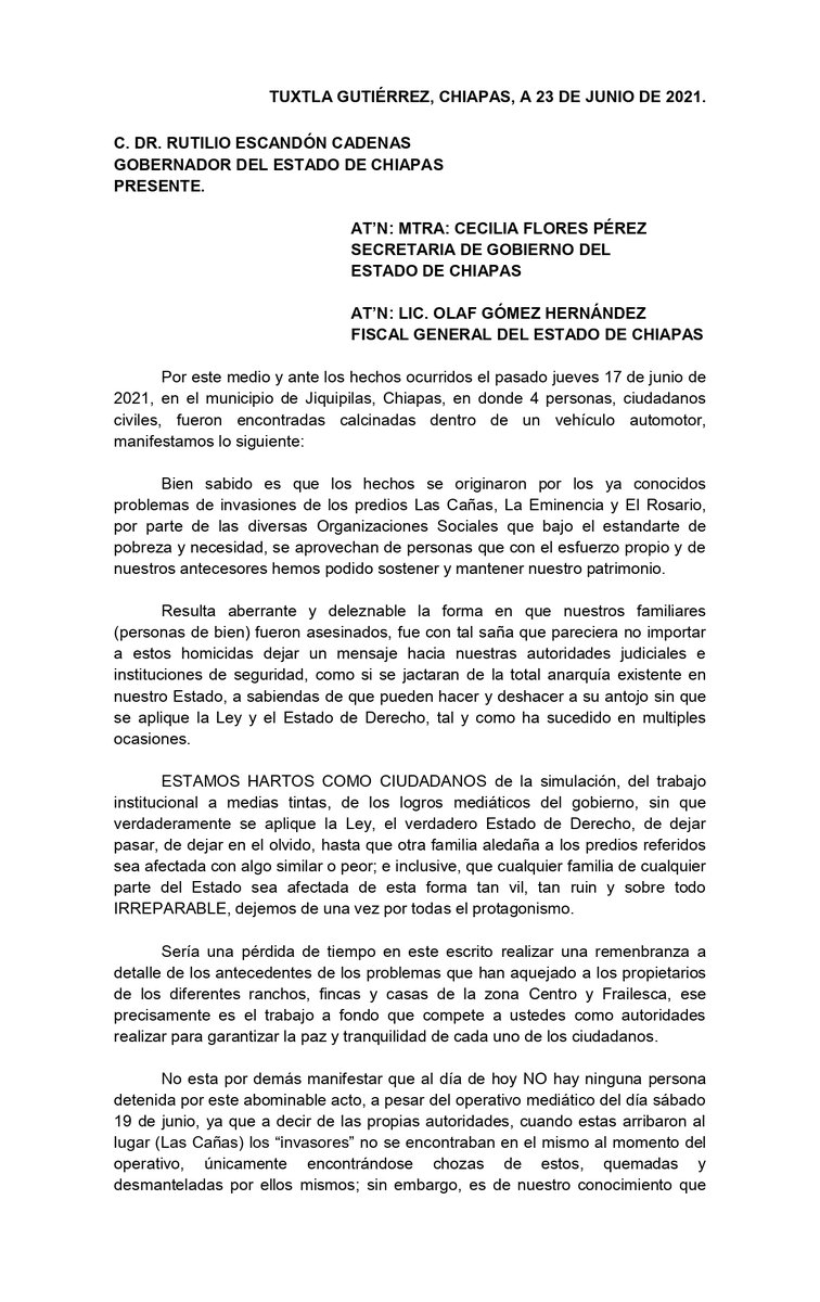alfonsorubeng's tweet photo. C. Gobernador Constitucional del Estado Libre y Soberano de Chiapas, Dr. Rutilio Cruz Escandón Cadenas, @RutilioEscandon @FGEChiapas @Secgob_Chiapas @ChiapasGobierno FAVOR DE ATENDER ¡¡¡¡ GRACIAS ¡¡¡¡ https://t.co/UHQobymZim
