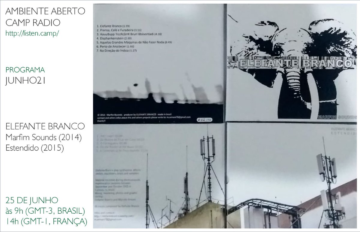 In this JUNE/21 program I present the first two albums, Marfim Sounds (2014) and Estendido (2015), of the Elefante Branco project 😉🤗☕☕🎧🎛️