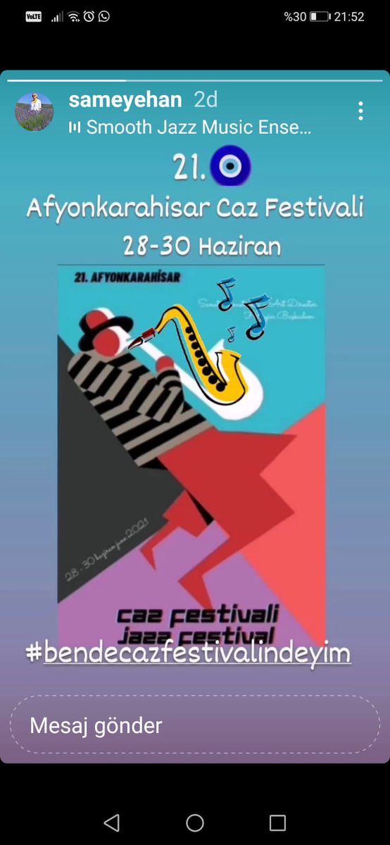 21. Afyonkarahisar Caz Festivali başlıyor 🎼🎷🎵🎶Konserler 28-30 Haziran'da NG Güral Otel'de
Haydi #bendecazfestivalindeyim