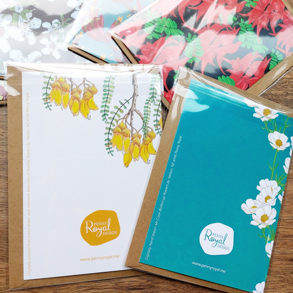 My new greeting cards are now on my website!!! Can you tell from my #awkwardselfie that I'm excited 😁

The cards are printed locally and the envelopes are recycled cause... #IDoMyBest 💚🌏

pennyroyal.me/greeting-cards/

#greetingcards #nznativeflowers #newzealandflowers