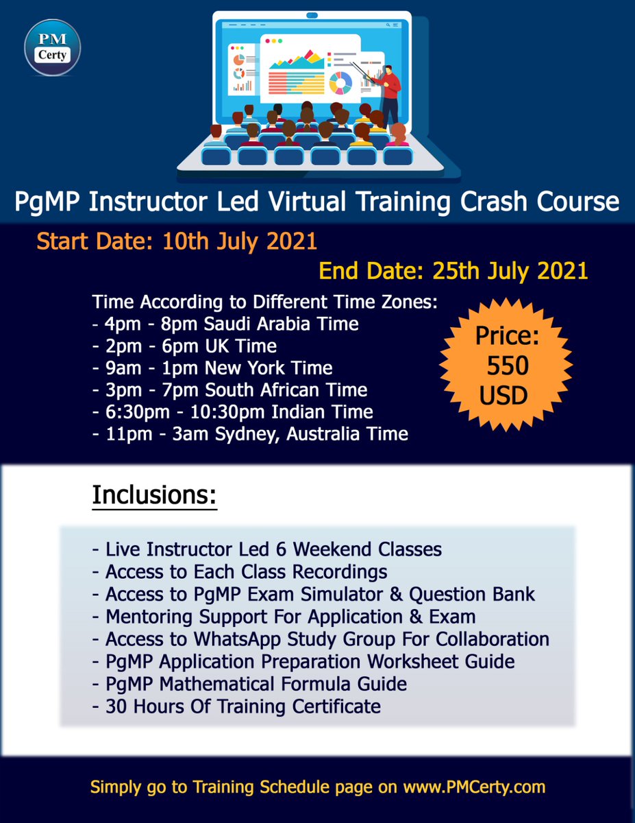 PMCerty's tweet photo. PMCerty | PgMP Instructor Led Virtual Training Crash Course

https://t.co/osMwat3Xni

#pmp #pmpcertification #pmpexam #pmi #pmptraining #programmanagement #pfmp #pfmptraining #pfmpcertification #pfmpapplicationsupport #pgmp #pmi #pmpprep #pgmpexam #pfmpexam https://t.co/eHzFTuVIqf