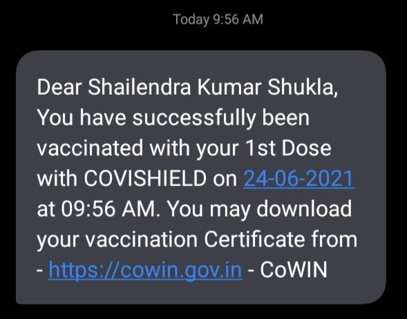 I have done my first Dose 
#coronavirus #RewaMPIndia
#SainikSchoolRewa #AISSEE
#collectorRewa #RohitSharma