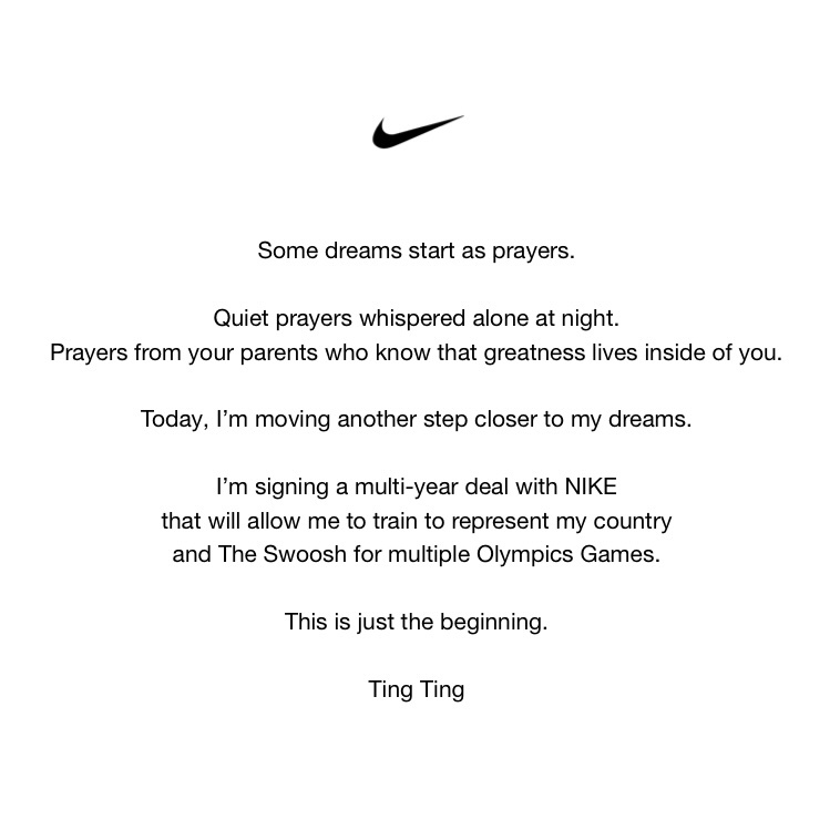 This is just the beginning.
•
Grateful for the support of my family, friends, <a href="/Nike/">Nike</a> , my coaches, &amp; my manager (<a href="/wesfelix/">Wes Felix</a> ) as I start this exciting new journey.