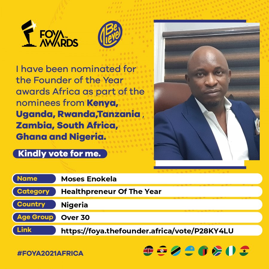 sonocareng's tweet photo. @donasarkar @jeremiahmarble @GMC_Impact @thisisrajiraj Our founder/CEO is in the race for the #FOYA2021AFRICA Healthpreneur of the year award. Your vote can give us the victory! Vote now https://t.co/kbAF4zFILY https://t.co/OaQd0gXhmr