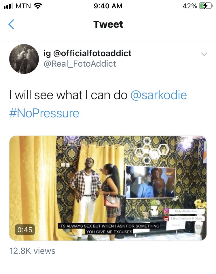 Real_FotoAddict's tweet photo. Only @sarkodie can get your the highest retweet with just a comment 👑 sark 👏 #highest #NoPressure cc @SarkoholicsGH @SarkNativesGH @SarkNation1 https://t.co/dzGtfdngap