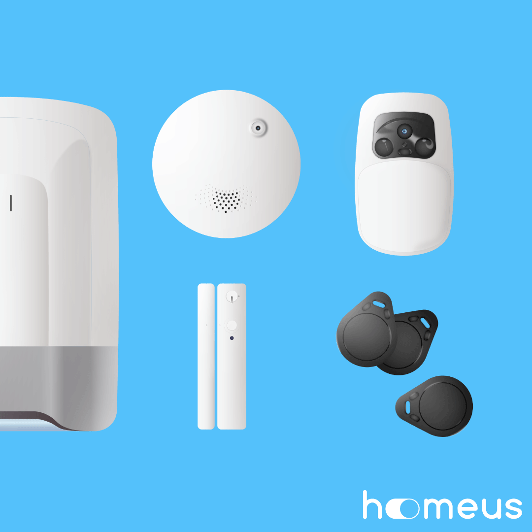 Homeus vous protège 🙂 !
Grâce à sa large gamme de capteurs, tels que ses caméras vidéo et infrarouge, ses détecteurs de fuite d'eau, ses détecteurs d'ouverture de portes et fenêtres, ou encore ses détecteurs de fumée avec sirènes ultra puissantes !