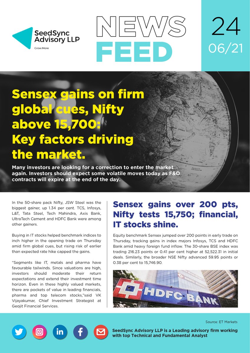 ssg_advisoryllp's tweet image. Seedsync Advisory News Feed!
#seedsync #NewsUpdate #comment #like #share #sensex #Nifty #hdfcbank