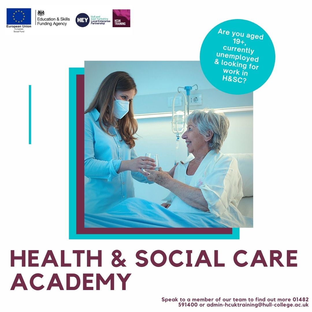 Do you want to work in Health &amp; Social Care? Join one of our Academies and get a guaranteed interview with a local employer! #CareJobsHumber