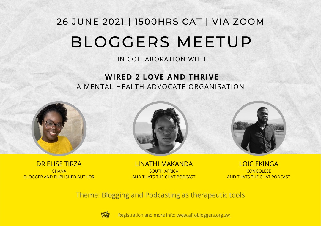 justine_nuwa's tweet photo. Hey Creatives,
The last Saturday of the month is coming up and that means....
@Afrobloggers #Virtual_Meet-up
This month we host in collaboration with #Wired_2_Love and #Thrive
You can visit the Afrobloggers' site to register https://t.co/uhv4PQukIM
🤗🤗🤗 https://t.co/yzGJe5kX2d