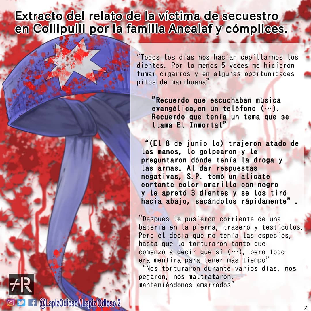 LapizOdioso's tweet photo. Hilo: Es un relato espeluznante ¿qué mente tan podrida puede secuestrar y torturar personas por mientras escucha música cristiana? #CAM #CAMCTM #terrorismo #araucaniachile #nomasterrorismo #nomasizquierda #Chile #Ancalef #collipulli #torturas #DDHH #indh #causamapuche @aprachile https://t.co/quOZmM90Eh