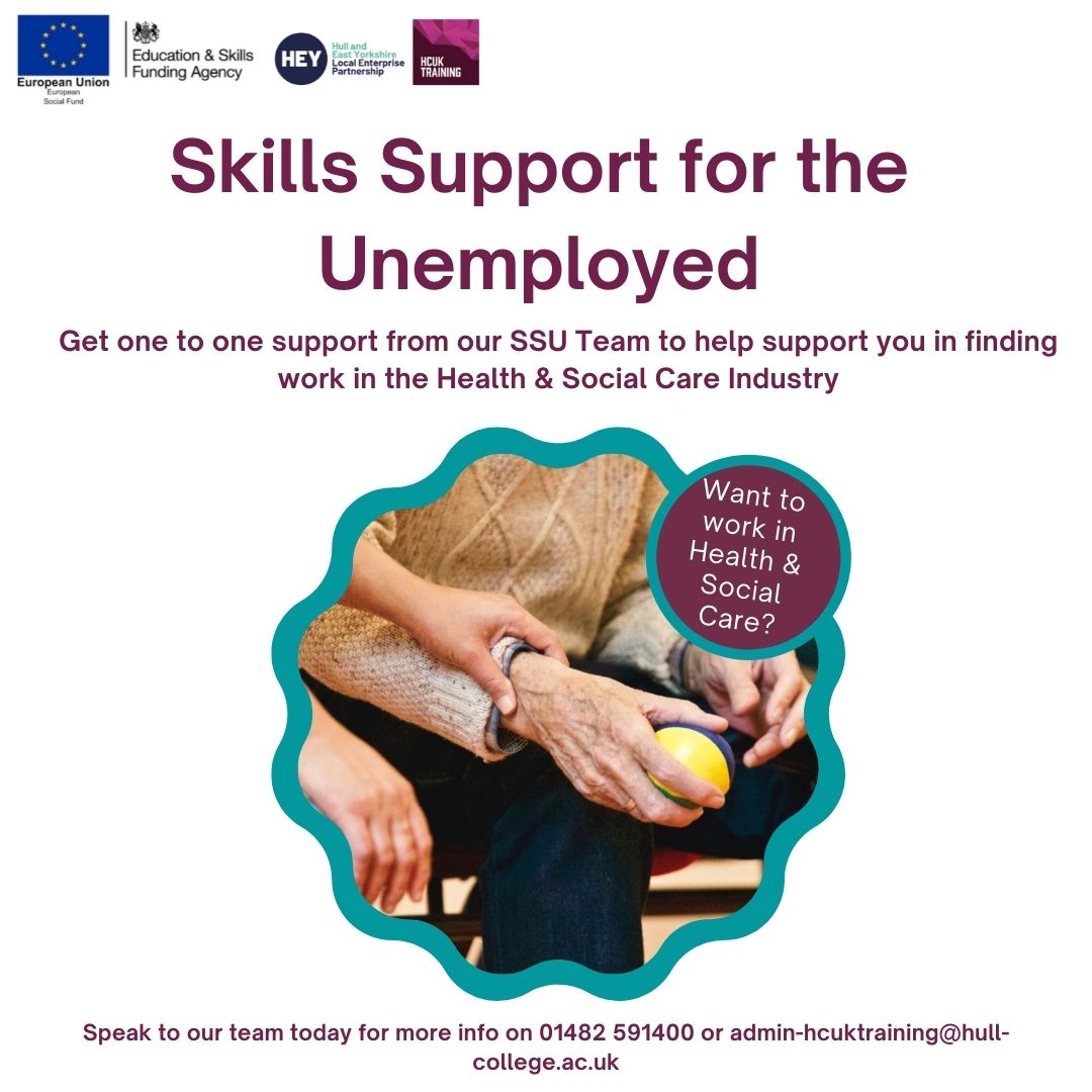 Want to one to one, tailored support to help you move into a career in the Health &amp; Social Care Industry? Join our SSU programme, speak to one of our team members today for more info! #CareJobsHumber