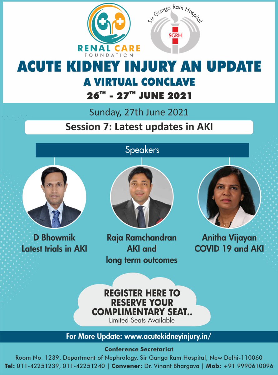KidneyAn's tweet photo. ACUTE KIDNEY INJURY- AN UPDATE- MEET OUR EXPERTS
SESSION 7: Latest updates in AKI
Register Now: https://t.co/TeTua2zWrg
Download Brochure: https://t.co/Uj4sPpRQ3e
Visit Website: https://t.co/jg7v2vt2Yt
#acutekidneyinjury #nephrology #nephrologist https://t.co/DXCEgMnYQA