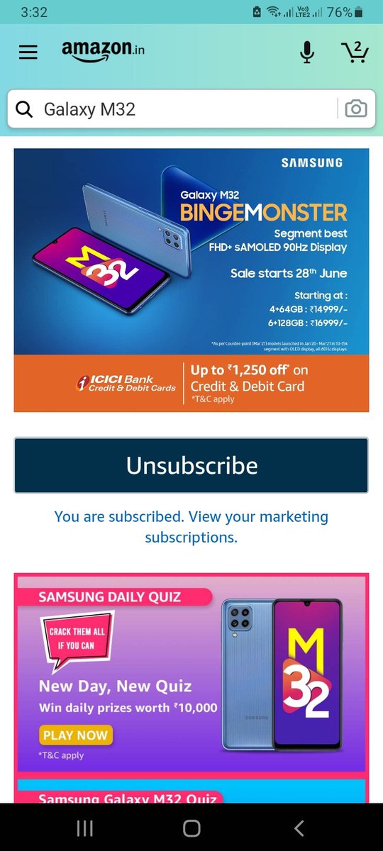 TechnologyHell's tweet image. Waiting eagerly for the Galaxy M32 !
Seems the best budget smartphone 
@SamsungIndia @amazonIN 

Been a Samsung user since ages ....

#SamsungM32 #SamsungGalaxyM32Contest #AmazonMobilelnsider 
#Samsung