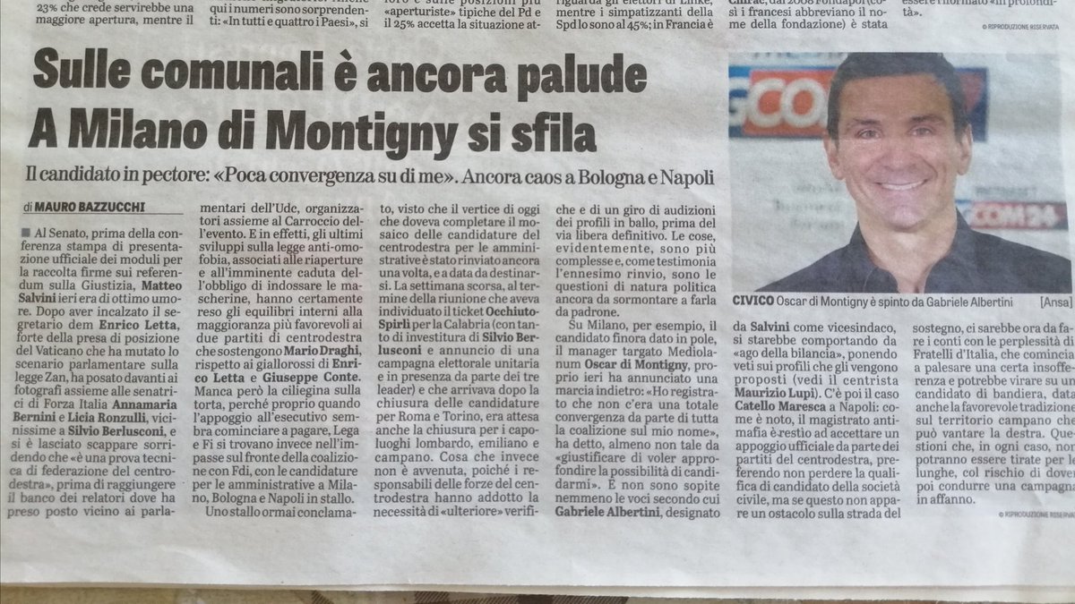 Adesso Basta! La Lega  scelga i propri candidati ! Se  gli alleati non ci stanno, Pazienza. Si vada al voto ! decideranno gli elettori.
<a href="/matteosalvinimi/">Matteo Salvini</a>