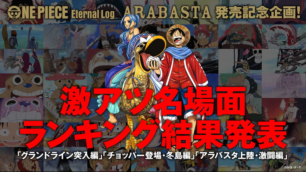 One Pieceスタッフ 公式 Onepiece Eternal Log Arabasta 発売記念 Onepiece名場面投票 の 結果発表ムービー公開中 懐かしの グランドライン アラバスタ編 の中から あなたの 激アツ名場面 はランクインしてるしているのか ぜひ