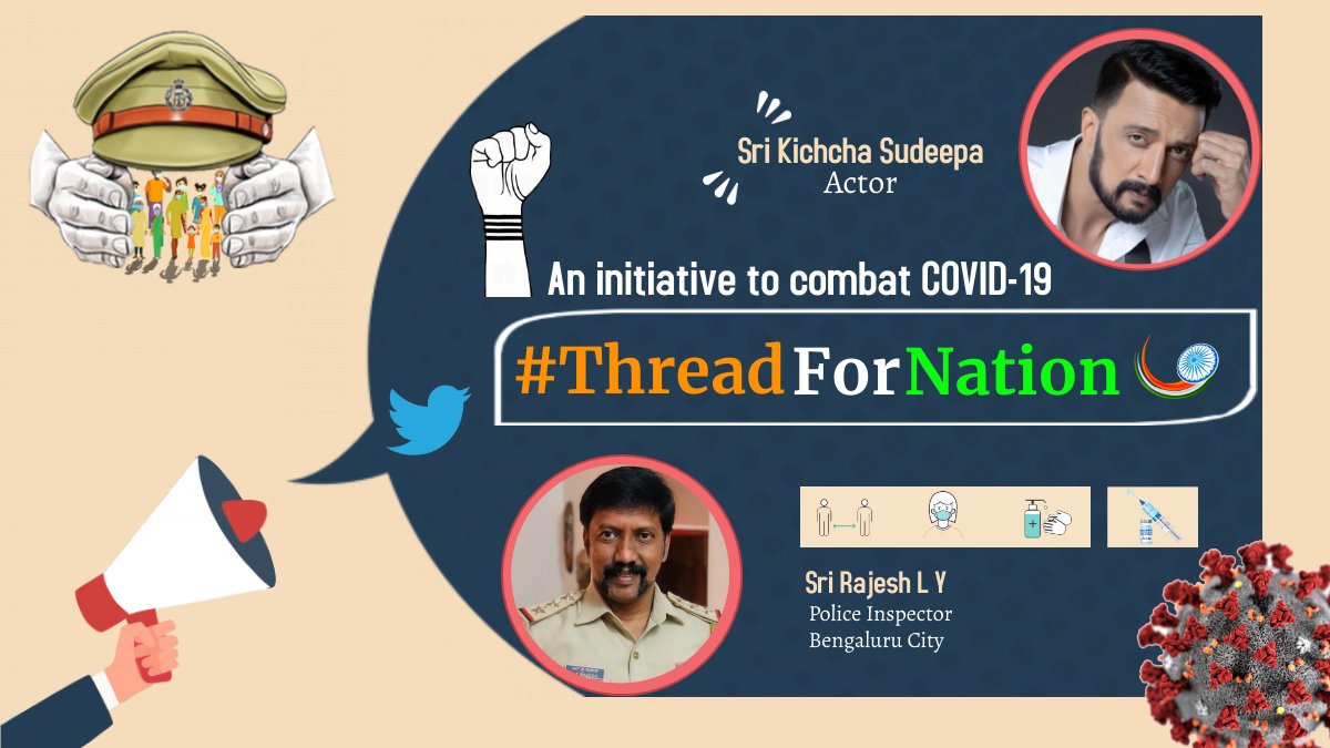 LyRajesh1's tweet photo. Thanks to Sri @KicchaSudeep for supporting this initiative to fight against Covid-19. #ThreadForNation https://t.co/87ERe9M7hw