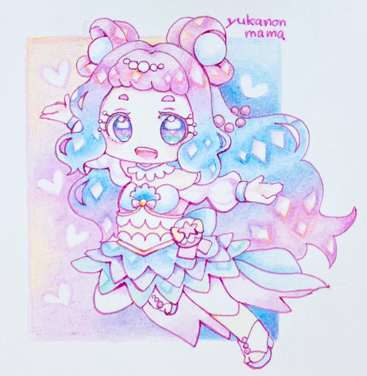 ゆかのんママ 現在お休み中 あれ 人魚ちゃんプリキュアになったの キュアラメールっていうんだ かわゆいじゃん 勢いで描いちゃったよ トロピカルージュプリキュア キュアラメール 絵描きさんと繋がりたい 色鉛筆イラスト T Co