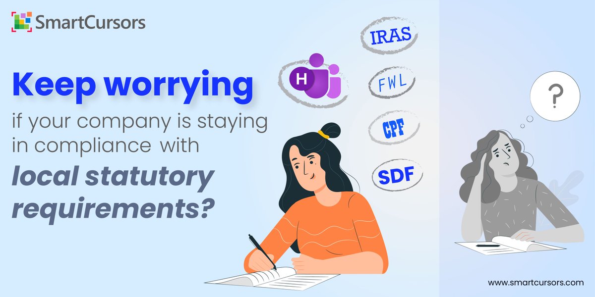 SmartCursors's tweet photo. Keep worrying if your #company is staying in #compliance with local #statutory requirements? 
https://t.co/hvaTa4Tu1i
#smartcursors #singapore #hrsoftware #hrsolutions #HRMS #WFH #SGUnited #SGDigital #digitaltransformation #compliance #payroll #tax #accountants #smallbusiness https://t.co/jmhET55Oig