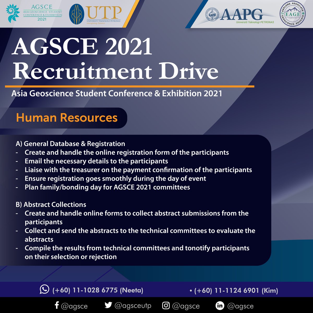 agsceutp's tweet photo. ⛰ [AGSCE 2021 RECRUITMENT DRIVE ] ⛰

Greetings to all fellow UTPians! 

🎉 UTP's Event of The Year 🎉 is back, and we're scouting for new recruits to be part of our organizing team! 

Use the link below or scan the QR code in the poster to register now: https://t.co/mCEwPQy9WB https://t.co/X0jCXCpP4T
