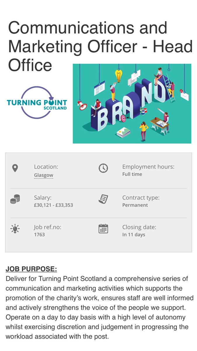 📢Do you have the passion, skills and commitment to help Scotland's leading social care developer and provider amplify the voices and of our service users, continue our strong communication with staff and communicate about our strategy &amp; performance? 
turningpointscotland.com/work-with-us/