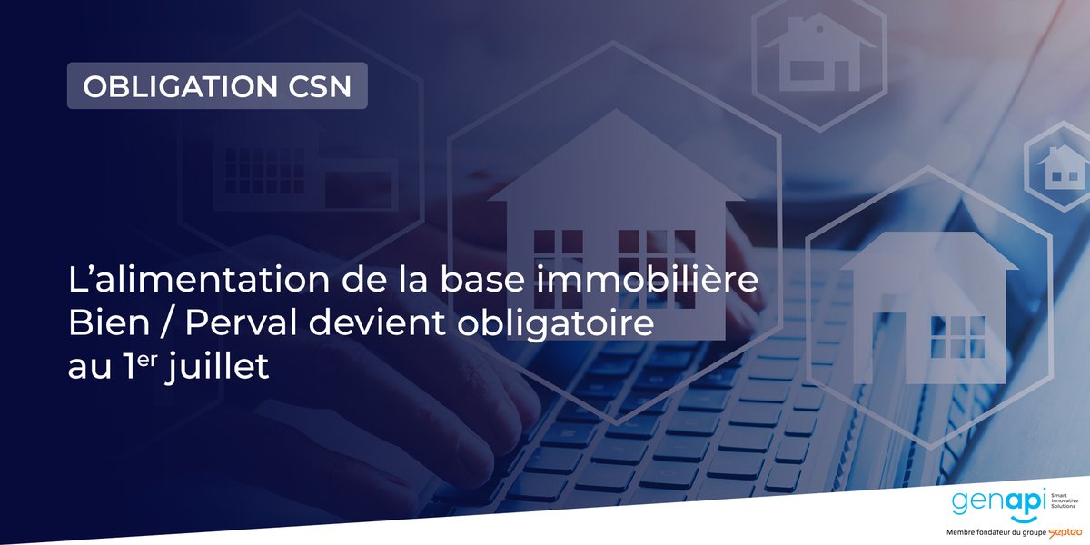genapi's tweet image. [#Bien #Perval #Inot]
Obligation au 1er juillet 2021 de renseignement de la base immobilière Bien – Perval. Votre logiciel se met à jour ! 

#LegalTech #Maj #InotOffice #Notaires