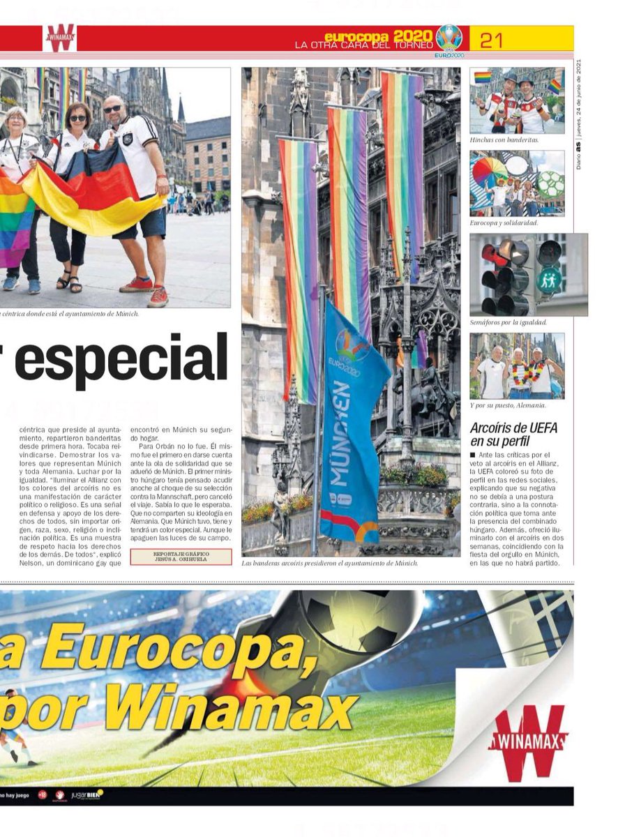 Le he puesto letra a las fotos del gran @AsFoto_Orihuela. Múnich se tiñó de color. Y el @diarioas, también. 🌈 #MuenchenMachtEsTrotzdem