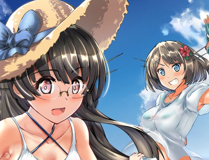 「straw hat swimsuit」 illustration images(Oldest)