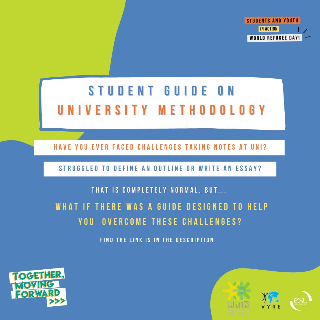 ✍️ It is not always easy to adjust to the demands and expectations of the academic world, in fact, it can be very challenging. Luckily, @UniRefugies has prepared a valuable Student Guide regarding University Methodology!
⏩ Find it here: bit.ly/3gFr9XE
#WithRefugees