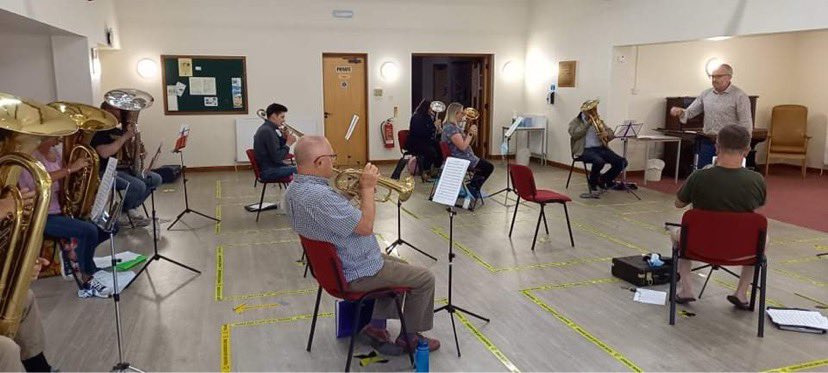 PhoenixBrass's tweet photo. FIRST REHEARSAL | After almost 15 months, the band met last night for its first rehearsal. Although socially distanced which meant fewer in numbers, it was an absolute joy to be finally back, doing what we love and enjoy! https://t.co/WYJY6lVXRv