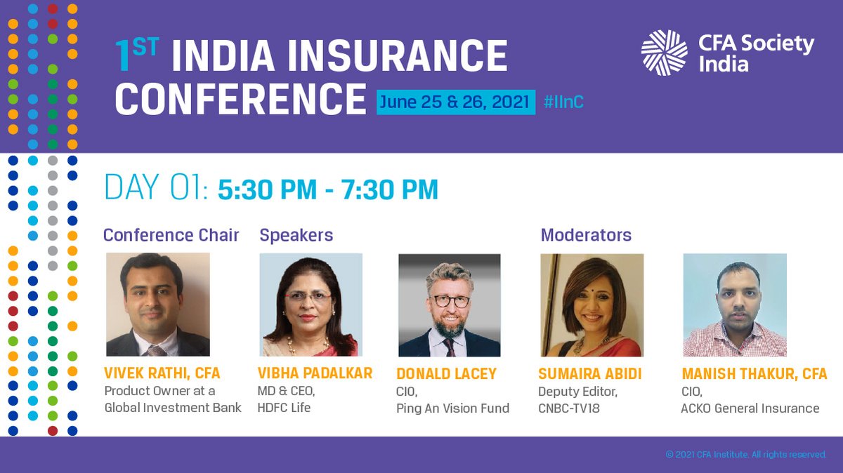 CFASocietyIndia's tweet photo. 1 Day to Go for #IInc 2021! If you haven't registered yet, do it right away to get a chance to hear the thought leaders of the #insurance industry LIVE.
Also, get exclusive access to the #workshop
Register Now:
https://t.co/5ZQNyOZrJ8
#cfasocietyindia https://t.co/BQTJ3NQKMj