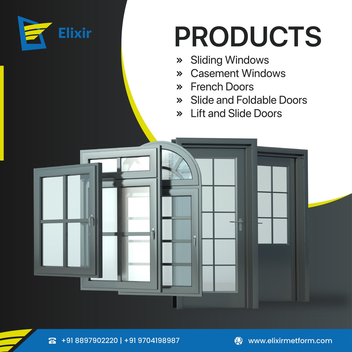 Elixir_Met_Form's tweet photo. Elixir Met Form - Products :
· Sliding windows
· Casement windows
· French doors
· Slide and foldable doors
· Lift and slide doors
#UPVCWindows #UPVCDoors #AlukAluminium #AluminiumWindows #AluminiumDoors #Aluminium #Aluk #PreCoatedWindows #PrepaintedSteelWindows #PPGIwindows https://t.co/YfKhQMIDYS