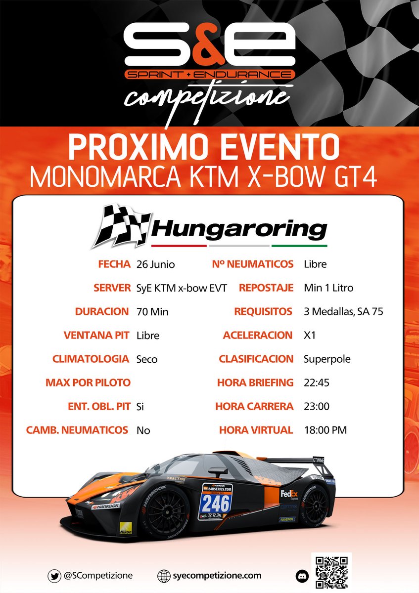 Próximo Evento en <a href="/SCompetizione/">SyECompetizione</a>.
 26 de Junio, Ideal para pasar la resaca de la Verbena de San Juan. Te vienes??
Evento abierto para los no Socios.
Inscripciones en.
forms.gle/RczxmKqvtNJA47…
Te lo vas a perder?
discord.gg/HvgK6k2B