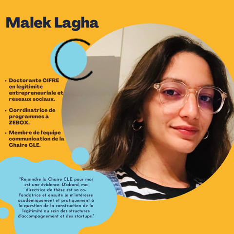 CleAmu13's tweet photo. #InsideCLEAMU 📖 ✨ Présentation des membres ✨ 

Intéressée par l’#entrepreneuriat, les structures d’accompagnement et les analyses des réseaux sociaux, Malek Lagha est doctorante en CIFRE à @univamu -Marseille Université et coordinatrice de programmes @ZeBox_ https://t.co/rD9OQ8QWA5