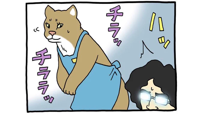 4コマ漫画レジネコ。猫大好き店長至福の時間。レジネコ #キューライス 