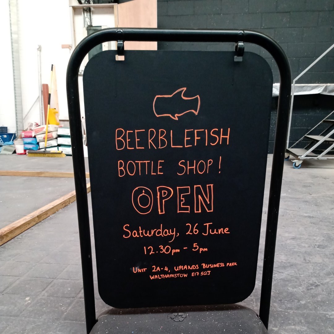 beerblefish's tweet photo. People of #Walthamstow! We'll be opening our brewery bottle shop in our new location at 2A-4, Uplands Business Park, Blackhorse Ln, E17 5QJ this Saturday, 12.30-5pm. Come and have a nose around and pick up a few beers! https://t.co/GVXCCD57tF