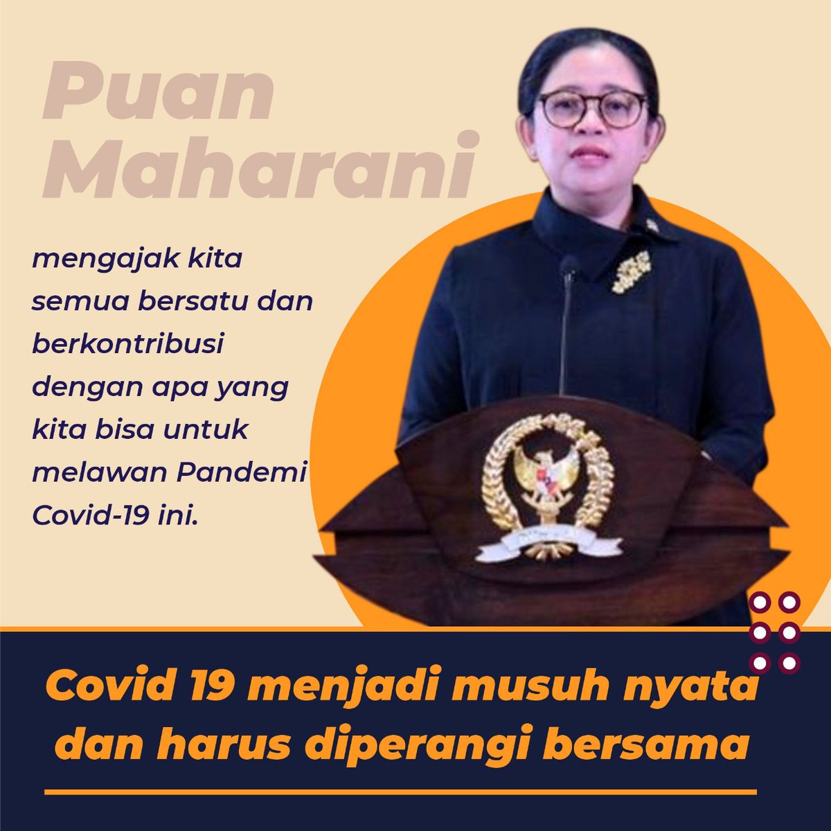 MamiaAja's tweet photo. Puan Maharani menekankan kl gotong royong ini maksudnya smua elemen bangsa menggunakan potensi masing2 utk bersama sama bersatu menekan penyebaran pandemi.

Tetap disiplin prokes ya Puanesia.

Tau kan yg bs kita lakukan sbg masyarakat? https://t.co/9ZnjlSK6lf