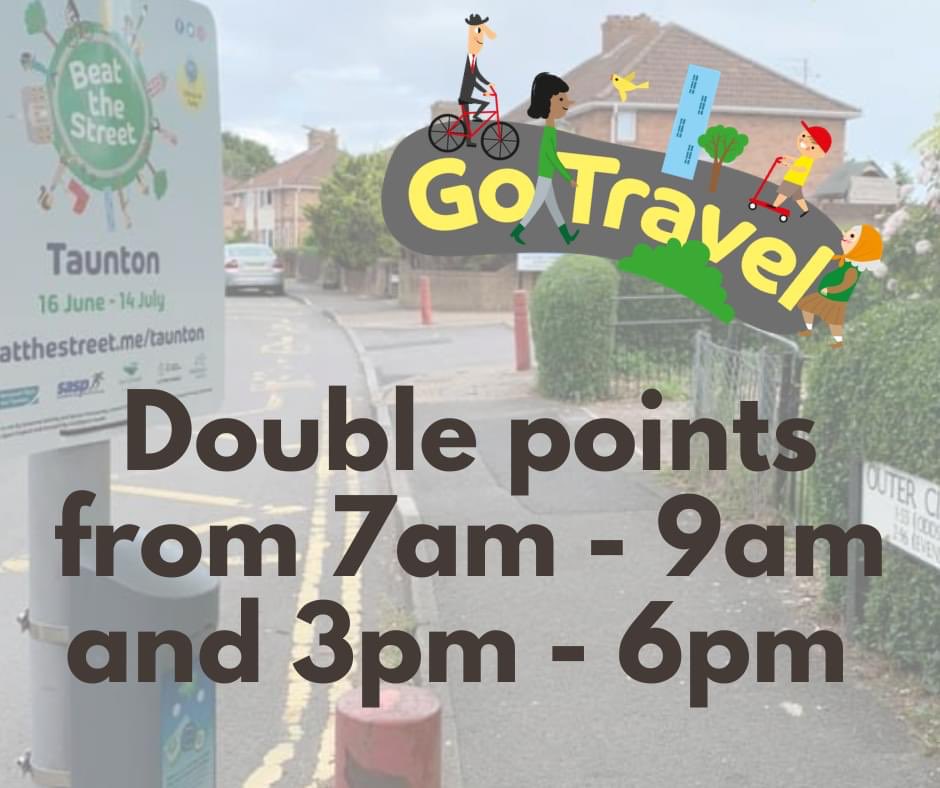 Double points are on offer! Can we make it to the top of the leaderboard? #TeamTrinity #ActiveTravel #BeattheSteetTaunton