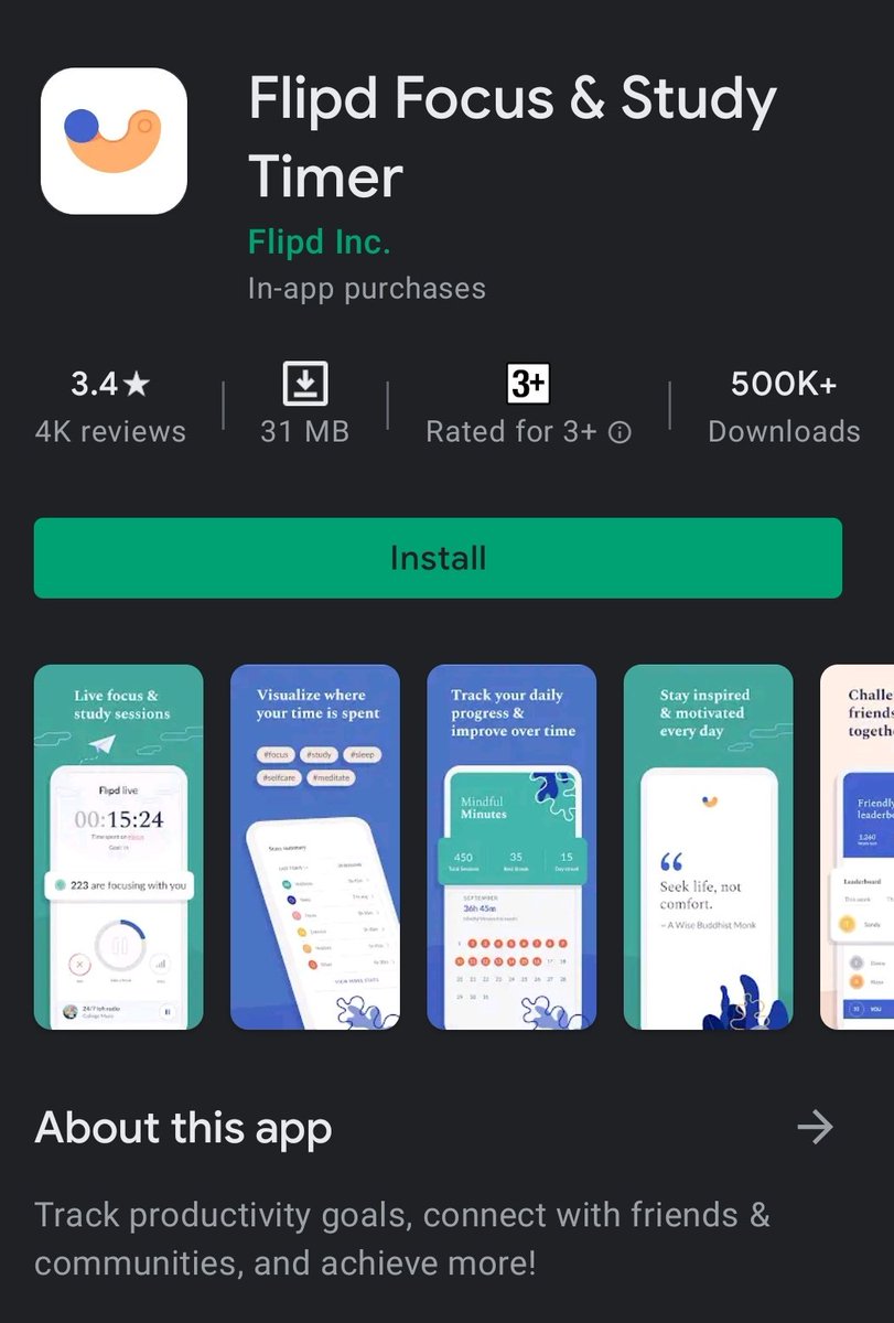 fanniGongbu's tweet image. Rekomendasi Aplikasi Belajar : Study Planner Edition !

1. Flipd Focus &amp;amp; Study Timer

~7 / 10~  
Theme colournya😆😆. lumayan lengkap tapi harus premium. Fitur untuk free users tetep ada kok gaiss. App lain biasanya musiknya cuma suara hujan, tp kalo di flipd beneran musik wkwkwk