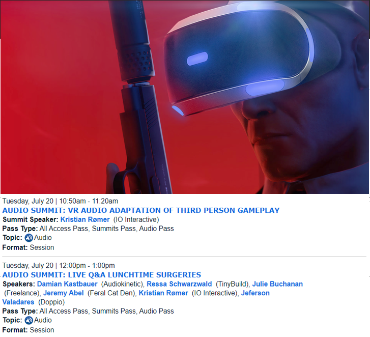 I am super excited to take part of #GDC21 and share insights on how we adapted #Hitman3 and the full #WorldOfAssasination to #PSVR - it is such a blast working at #WeAreIOI and being able to explore new aspects of #GameAudio!