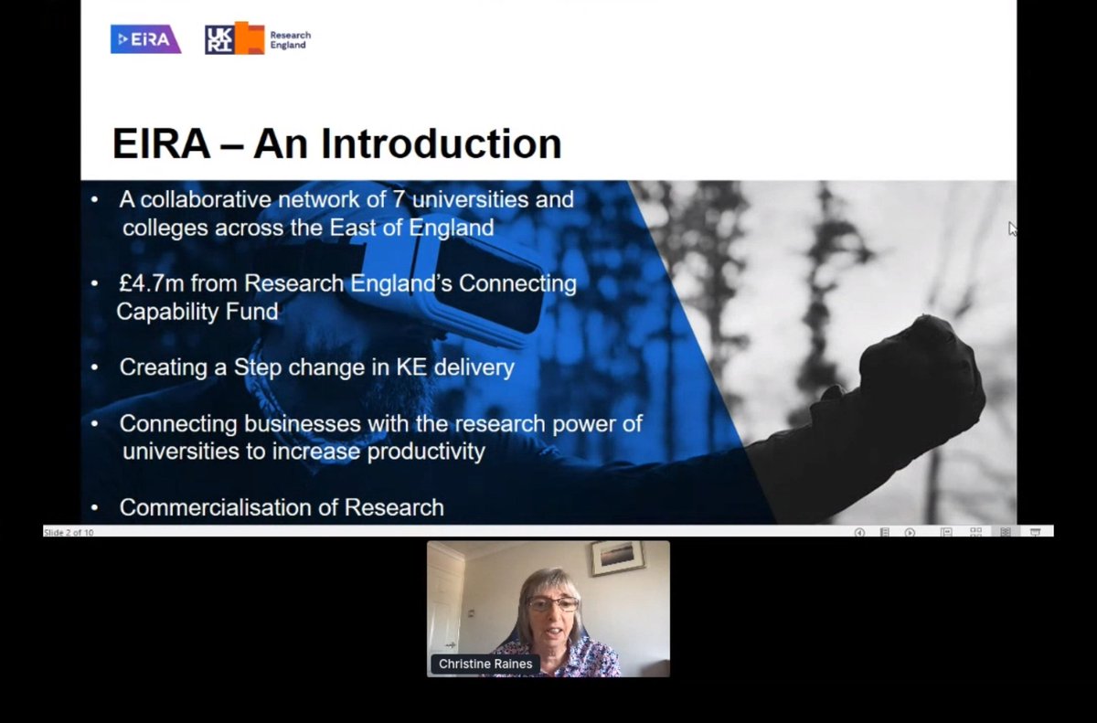 EIRA_eARC's tweet photo. Prof Christine Raines @rainc_CAR1, Pro Vice Chancellor for Research from @Uni_of_Essex is delivering the first keynote address! Don't miss ouy and join us on stage at the #EIRAShowcase!
https://t.co/7I6VPgvaRa https://t.co/Z6fv2lUgy3