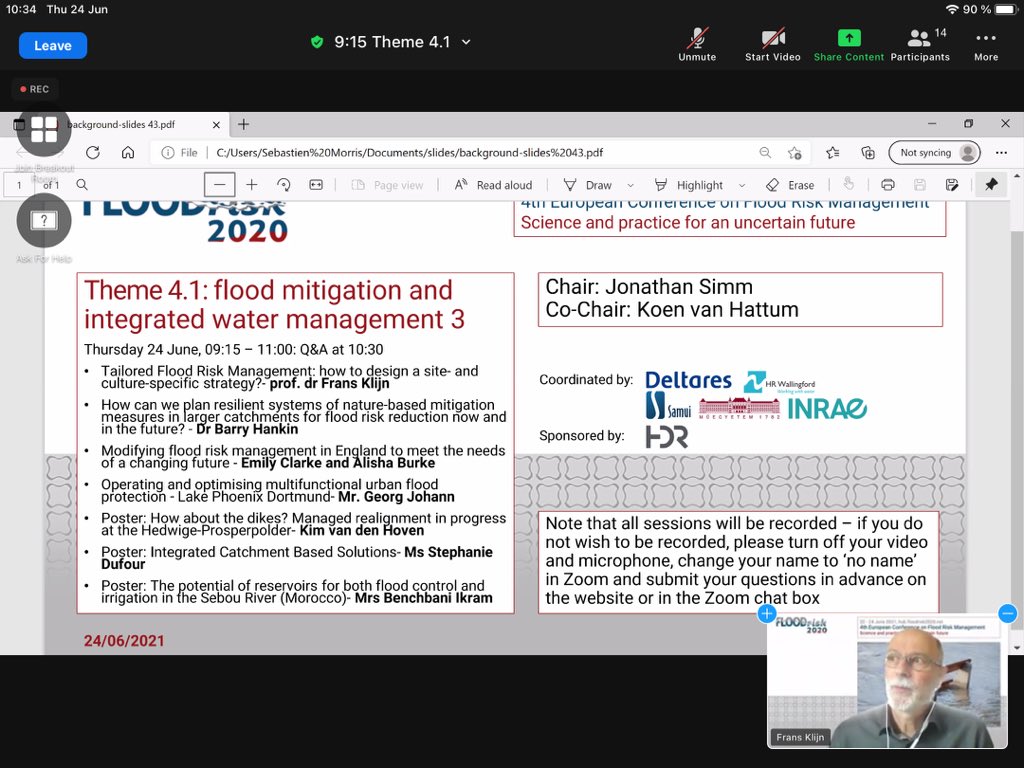 Q&amp;A taking place for session Theme 4.1: flood mitigation and integrated water management 3. 
<a href="/floodrisk2020/">FLOODrisk 2020</a>