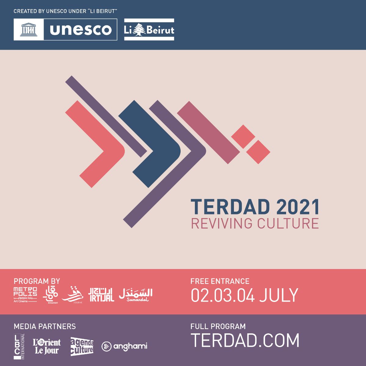 metropolislb's tweet photo. #TERDAD 2021: Revival of #Beirut Cultural Life @UNESCOBEIRUT #Li_Beirut @maqamat @ZoukakTheatre @irtijal #Samandal - https://t.co/rk4TeJJCdu https://t.co/RVPWzSDvEr