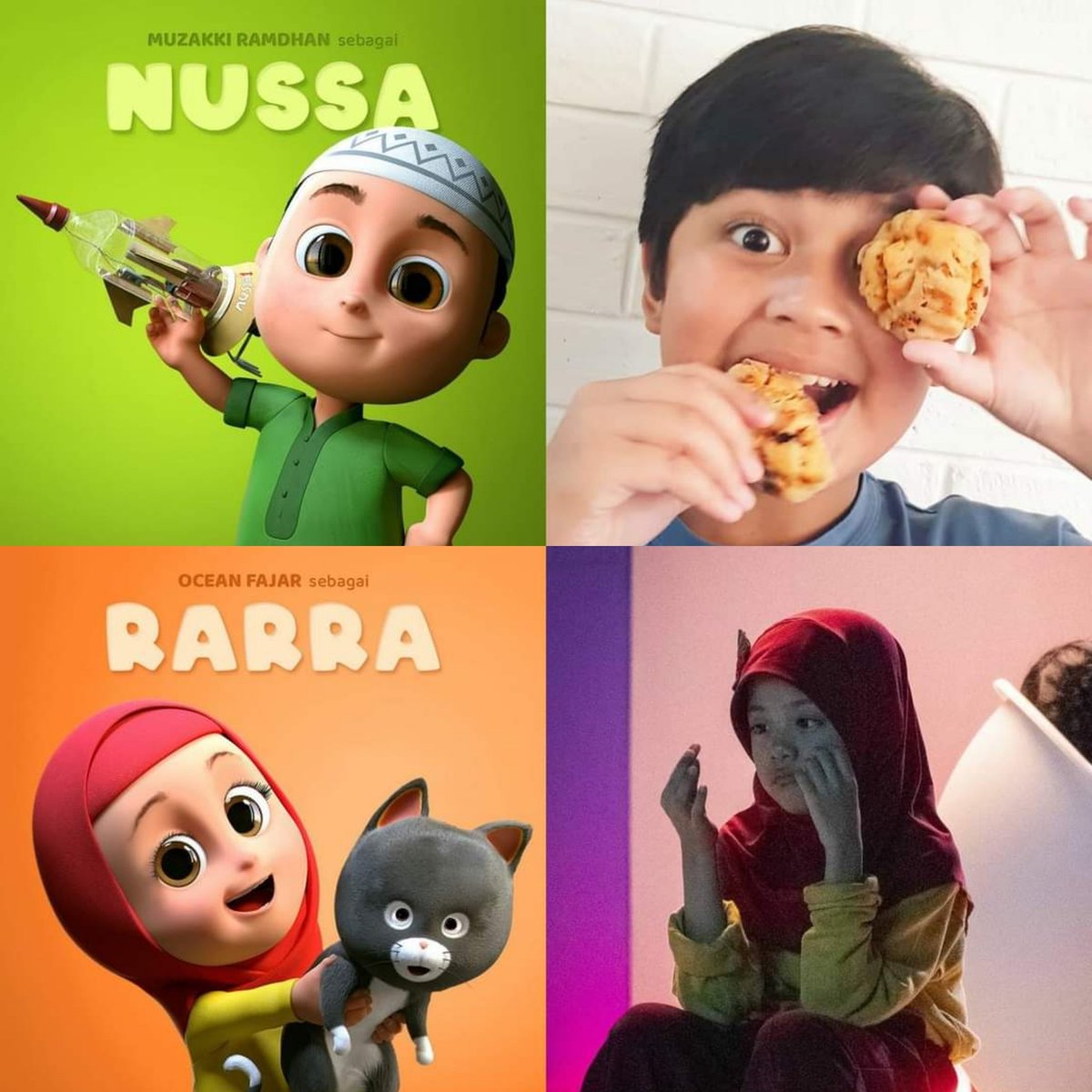 Hilmi28's tweet photo. Artis2 "Taliban" pengisi suara Film Nussa Rara 😂😂😂. Jayalah film animasi anak Indonesia ! Buzzer yg julid mending buat aja film tandinganya...gitu aja kok repot 🙈 https://t.co/nACkDbwQQf