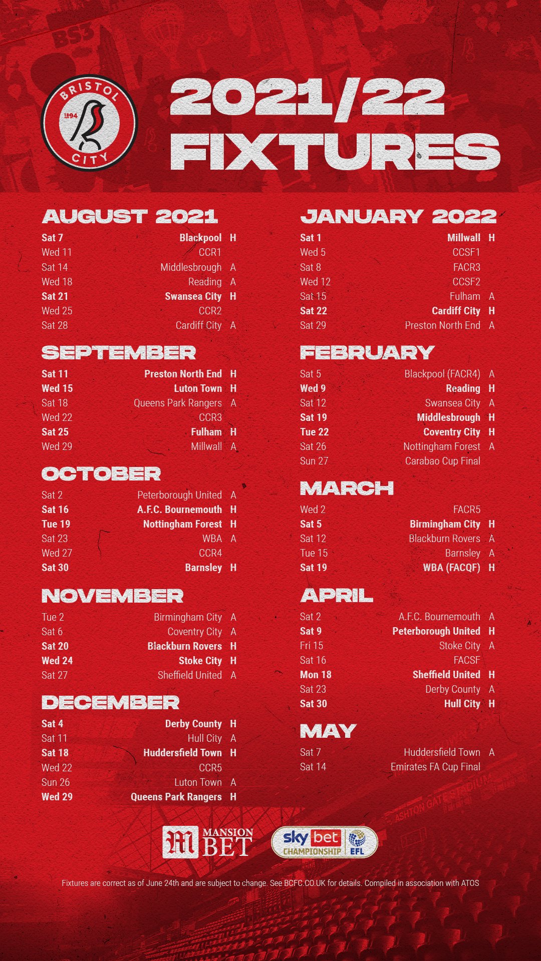 Bristol city fixtures deals