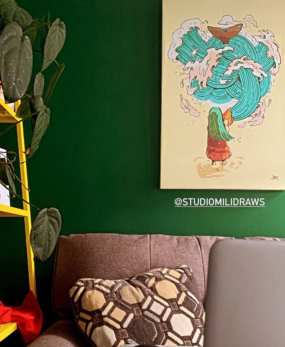 Terima kasih banyak <a href="/tentanghijau/">tentang hijau</a> sudah share ini. Bagus sekali dengan latar belakang tembok hijau itu. Awesome.

Judul : Voices
Take a deep breath and listen to the voices within. Calling you to the sea of adventure.

Streched Canvas 84x55cm. 

#studiomili #illustration #art